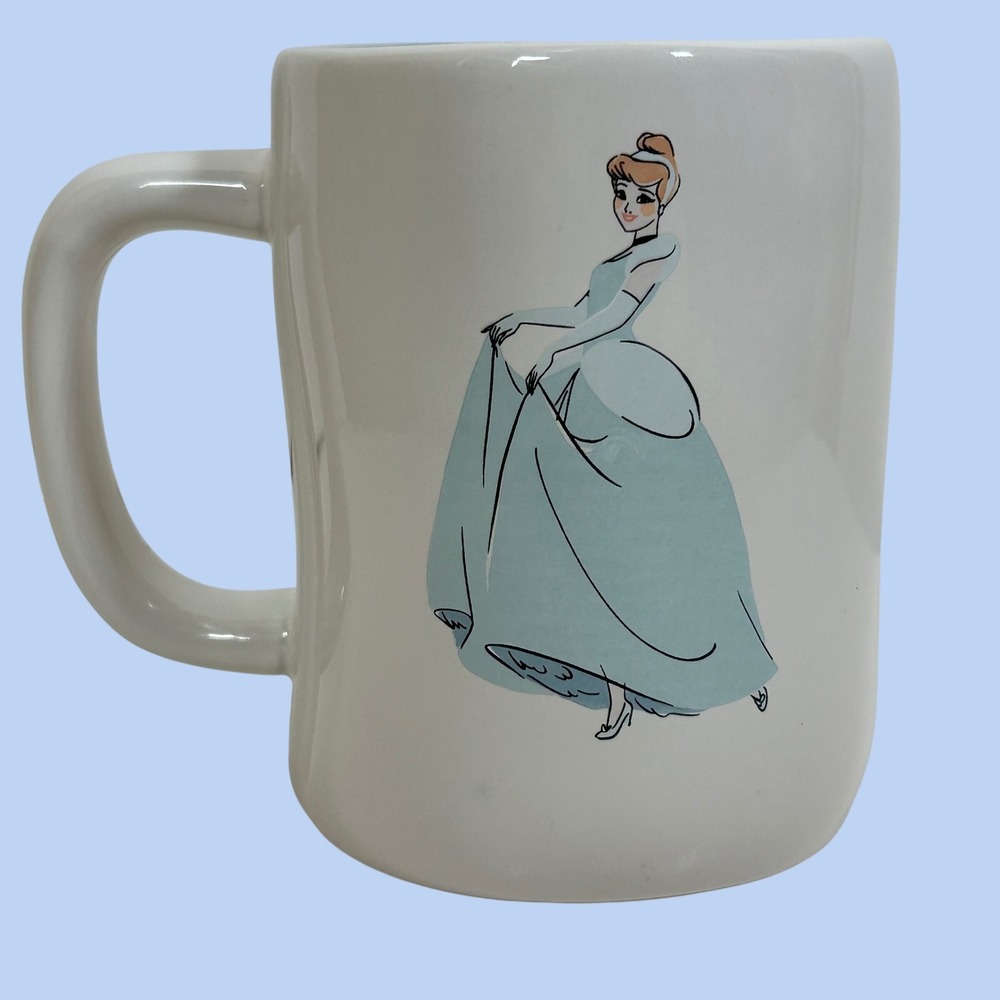 Rae Dunn Disney Princess Cinderella Mug White Blue Ceramic Coffee Cup